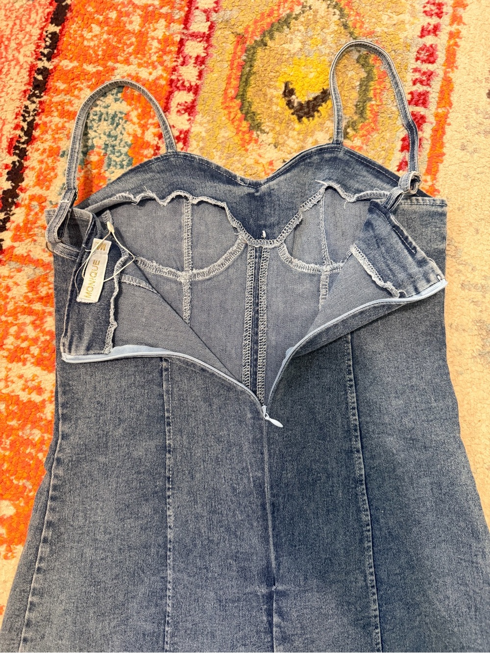 Vintage Y2K Denim Bustier Corset Mini Dress Blue Size 4-6 - Picture 4 of 10